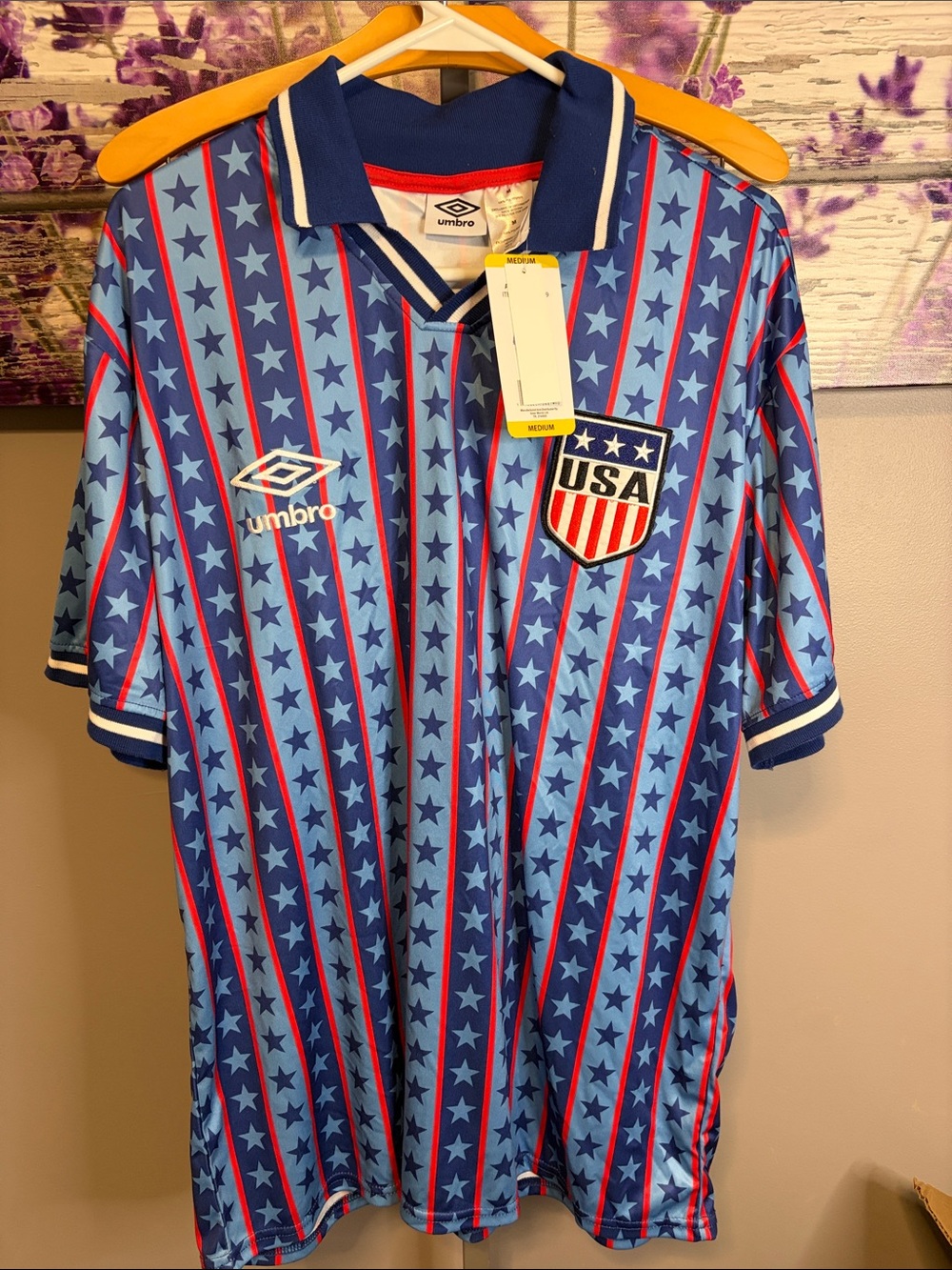 Umbro Blue USA Stars & Stripes Men's Soccer Jersey Size M NWT